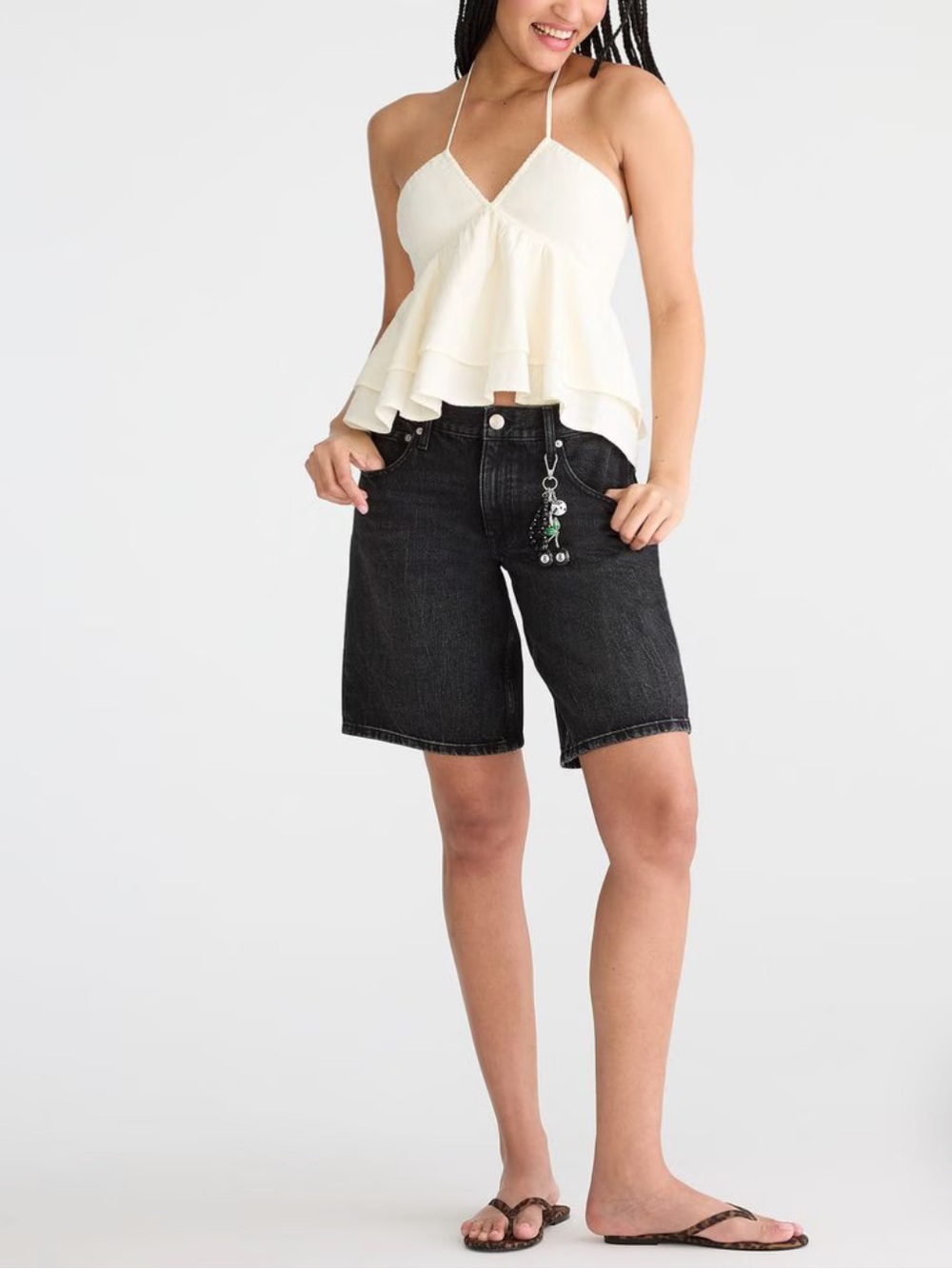 Aeropostale 🖤 Baggy Jorts Black Denim Bermuda Jean Shorts (size 33)